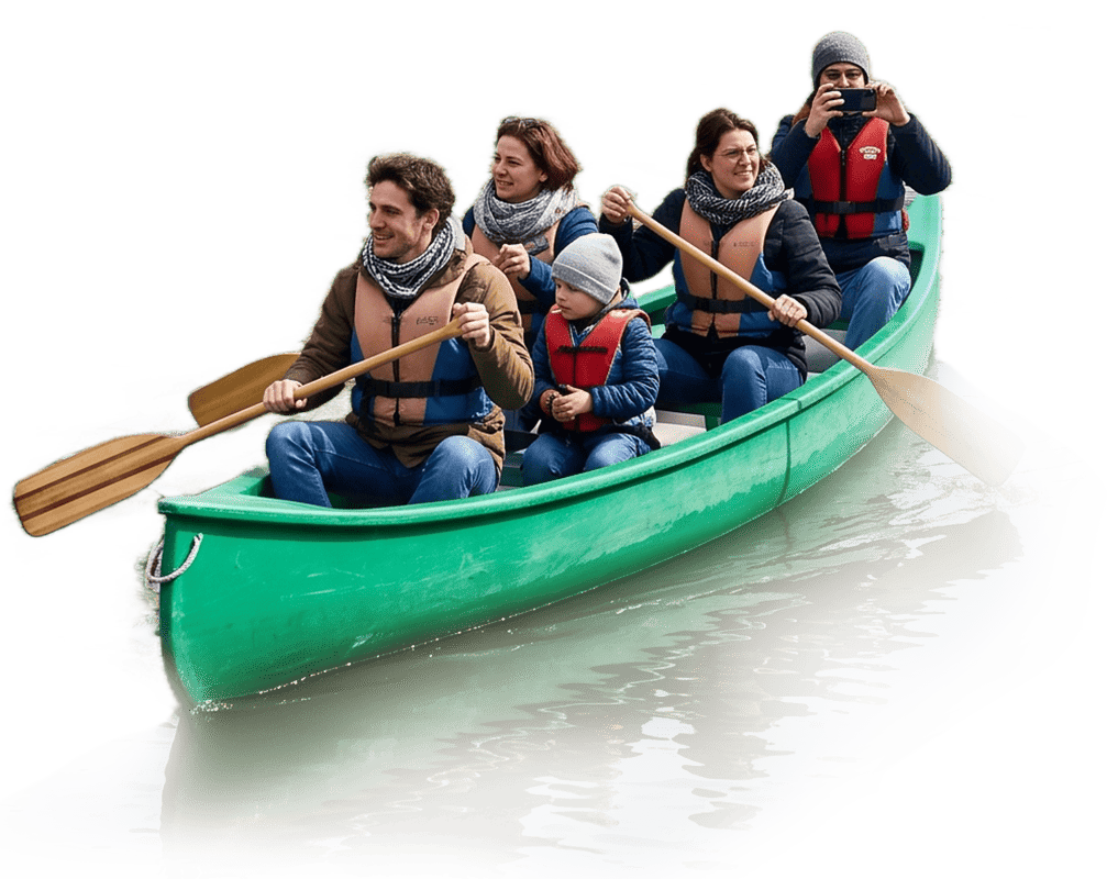 Familia en canoa