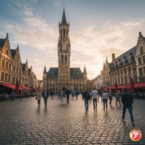 foto de la torre belfort en gante Bélgica con eurofretour actual 2025